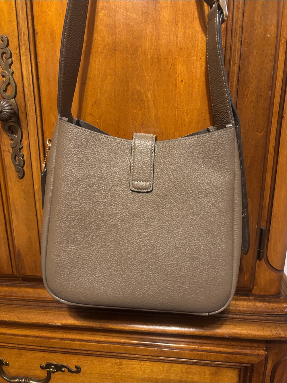 Coach Hadley Convertible Crossbody Bag in a dark stone pebble leather finish - Picture 3 of 9